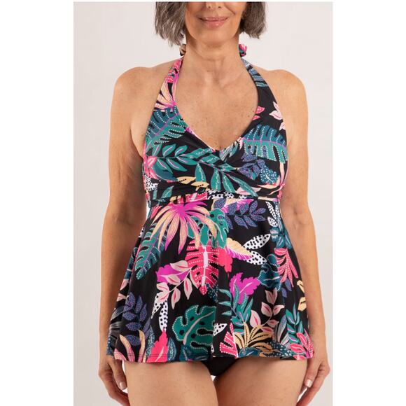 Brand New Shapermint Essentials Womens Size 3XL Tropical Halter Tankini Swimwear - Picture 1 of 8